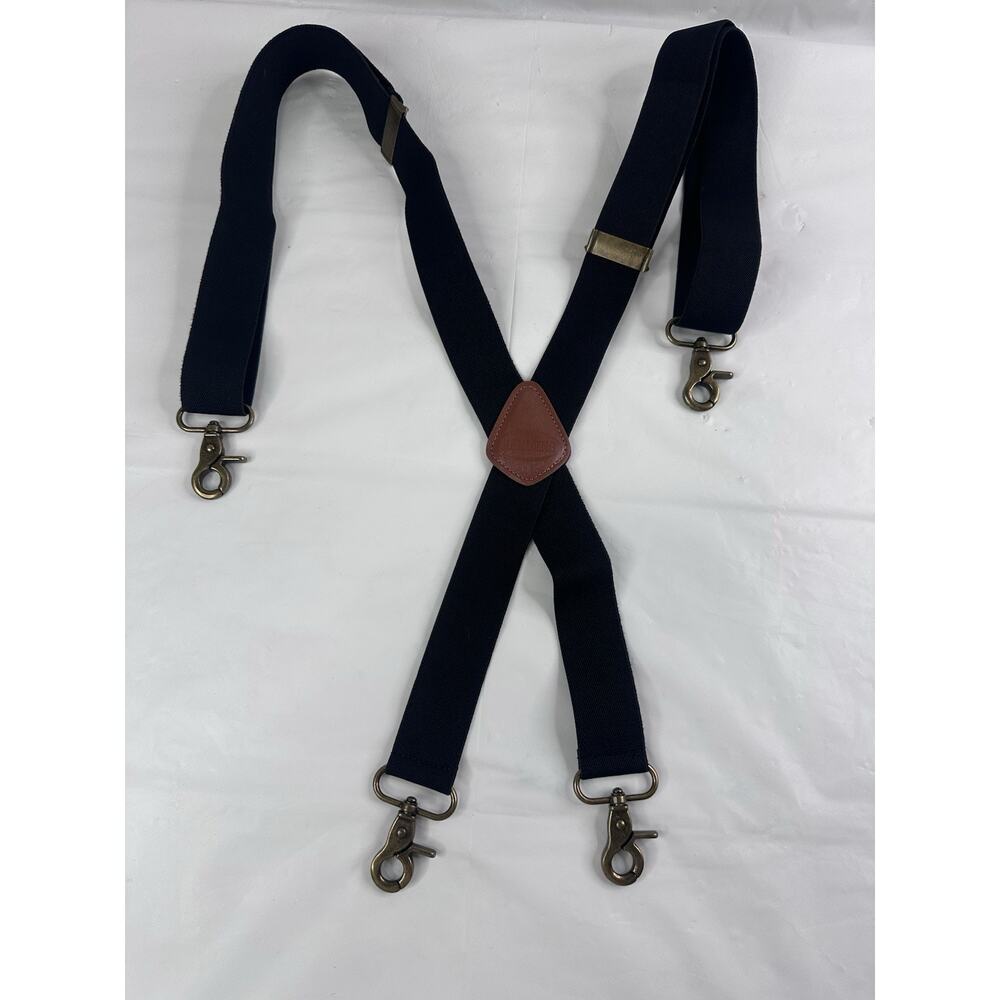 MENDENG Suspenders for Men Black Bronze Snap Hooks One Size